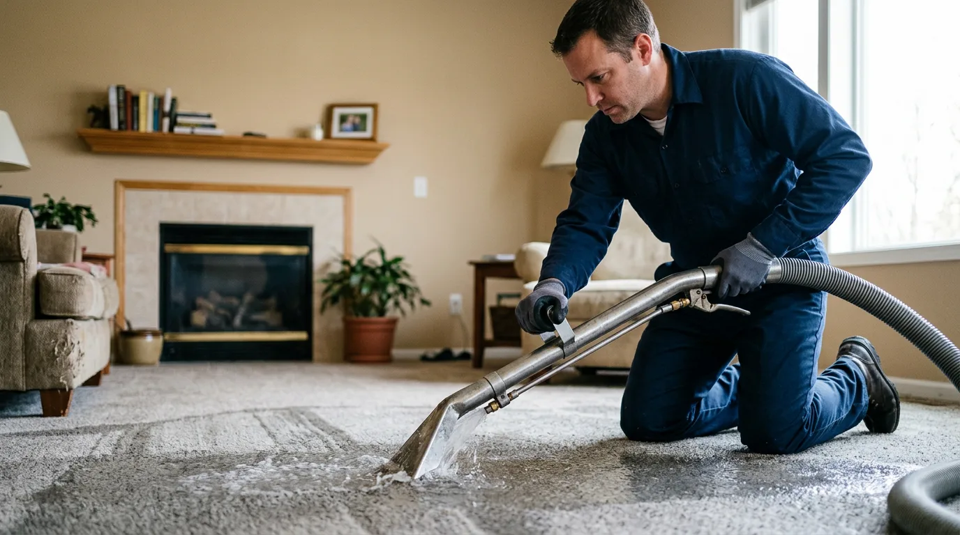 Water damage restoration technician working near Franksville, WI